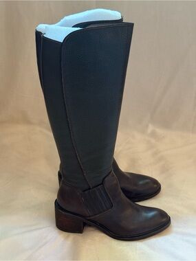 Donald J Pliner Envy Riding Boots Tall Knee High Dark Brown Leather Womens